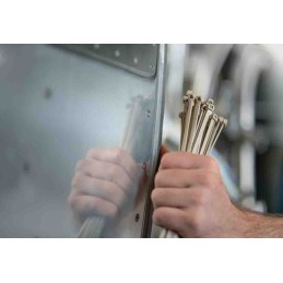 1 Bag of 100 - HellermannTyton Cable Tie, 145mm x 3.4 mm, Grey PEEK, Pk-100