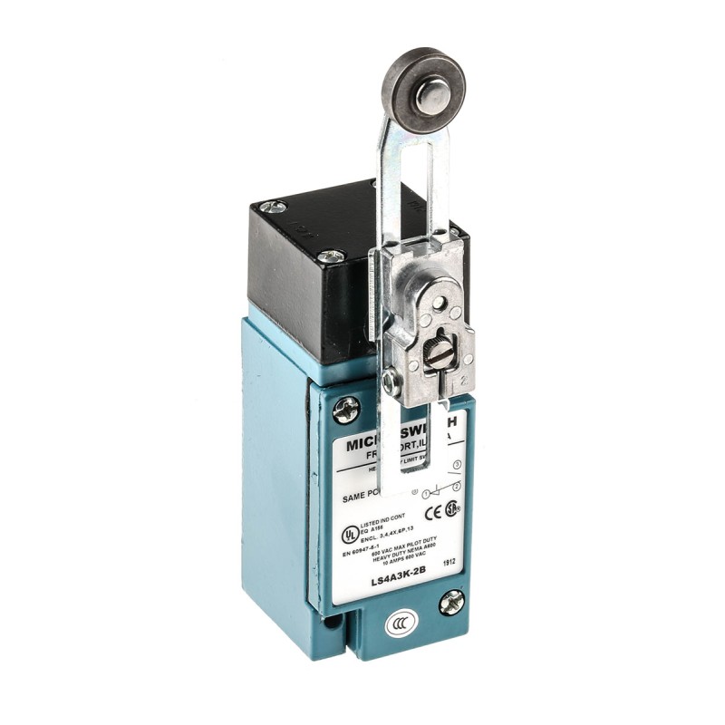 1 pcs - Honeywell HDLS Series Adjustable Roller Lever Limit Switch, NO/NC, IP67, SPDT, Die Cast Zinc Housing, 600V ac Max, 10A