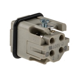 1 pcs - HARTING Heavy Duty Power Connector Insert, 10A, Male, Han A Series, 3 Contacts
