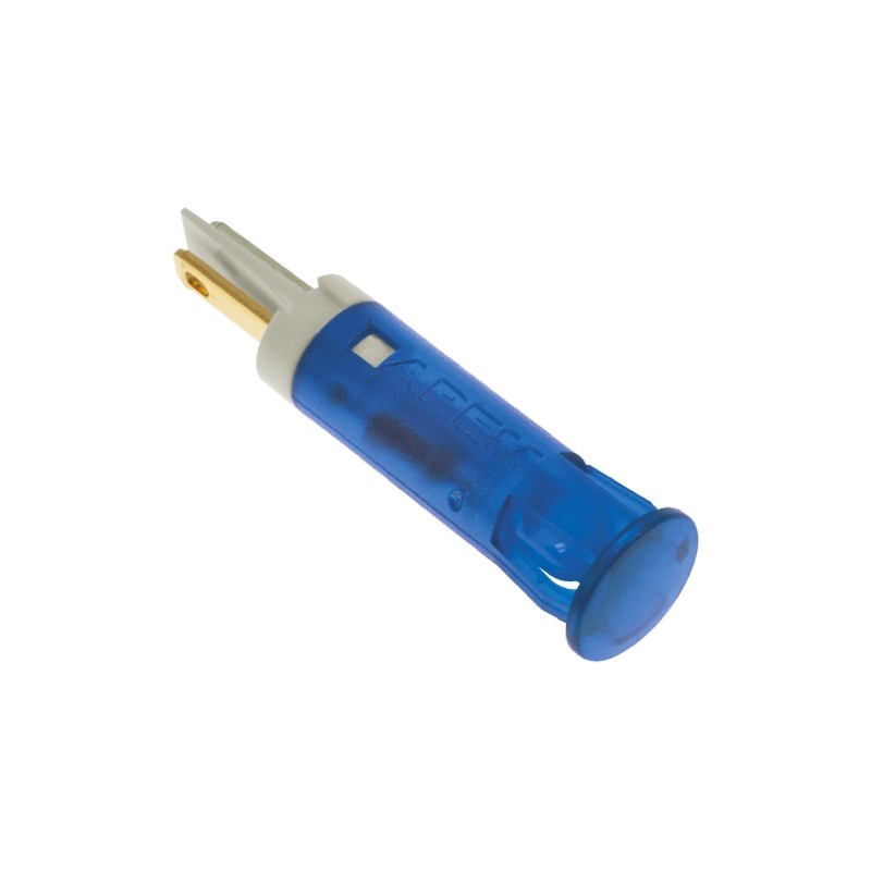 1 pcs - APEM Blue Panel Mount Indicator, 24V dc, 8mm Mounting Hole Size, Faston, Solder Lug Termination