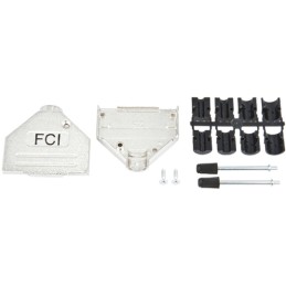 1 pcs - Amphenol ICC 8655MH Series Die Cast Zinc D Sub Backshell, 25 Way, Strain Relief