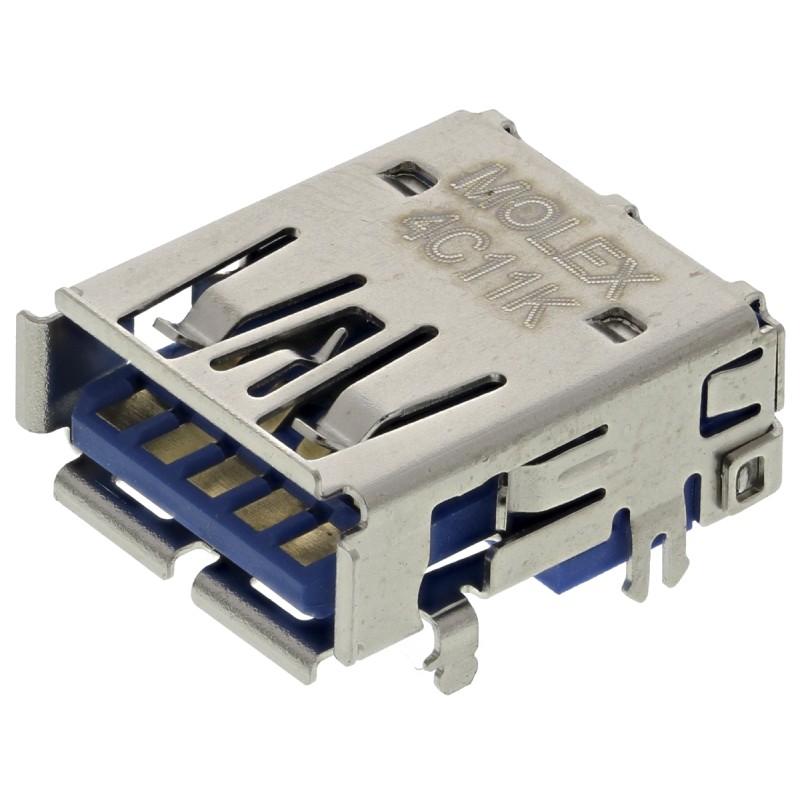 1 pcs - Molex Right Angle, Through Hole, Socket Type A 3.0 USB Connector
