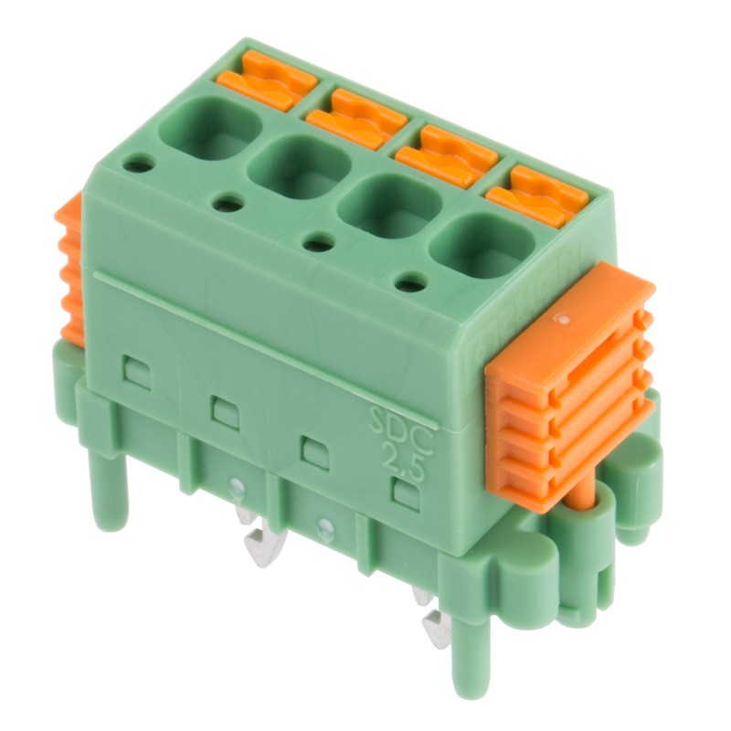 1 pcs - Phoenix Contact SDC 2.5/ 4-PV-5.0-ZB Series PCB Terminal Block, 4-Contact, 5mm Pitch, Through Hole Mount, 1-Row, Screw