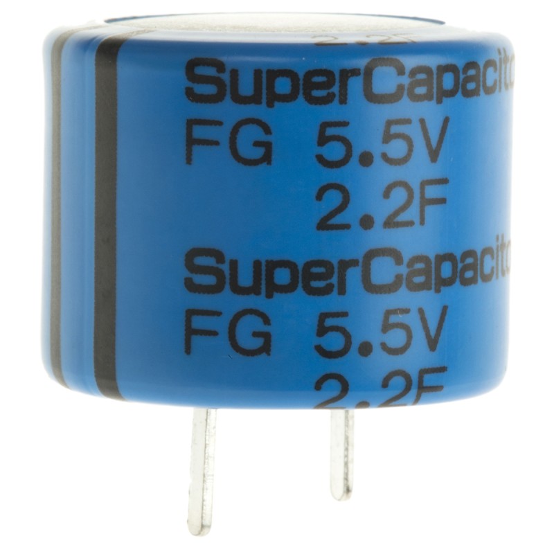 90 pcs - KEMET 2.2F Supercapacitor -20 - +80% Tolerance, Supercap FG 5.5V dc, Through Hole