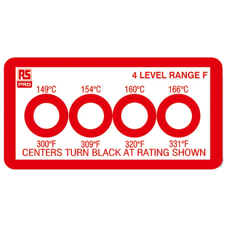 10 pcs - RS PRO Non-Reversible Temperature Sensitive Label, 149°C to +166°C, 4 Levels