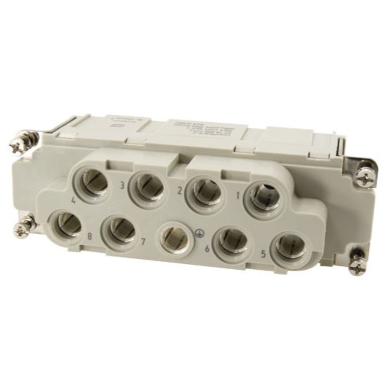 1 pcs - HARTING Heavy Duty Power Connector Insert, 100A, Female, Han-Com Series, 8 Contacts