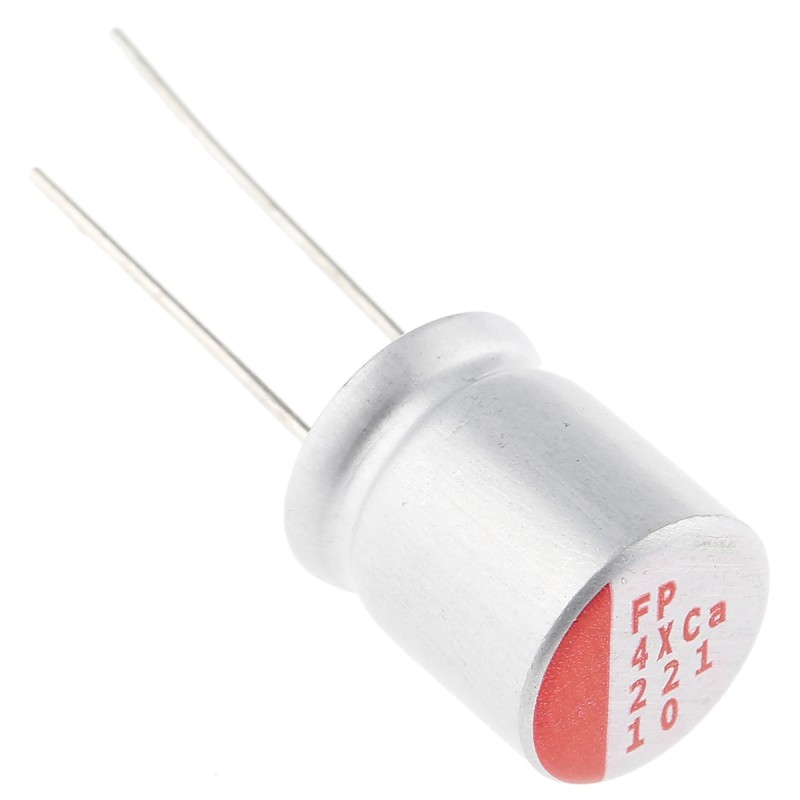 10 pcs - Nichicon 220μF Polymer Aluminium Solid Electrolytic Capacitor 10V dc, Radial, Through Hole - RNS1A221MDN1PH