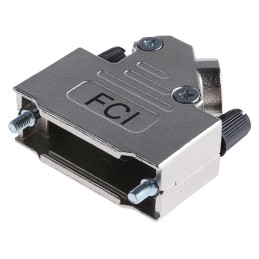 1 pcs - Amphenol ICC 8655MHR Series Die Cast Zinc Angled D Sub Backshell, 15 Way, Strain Relief