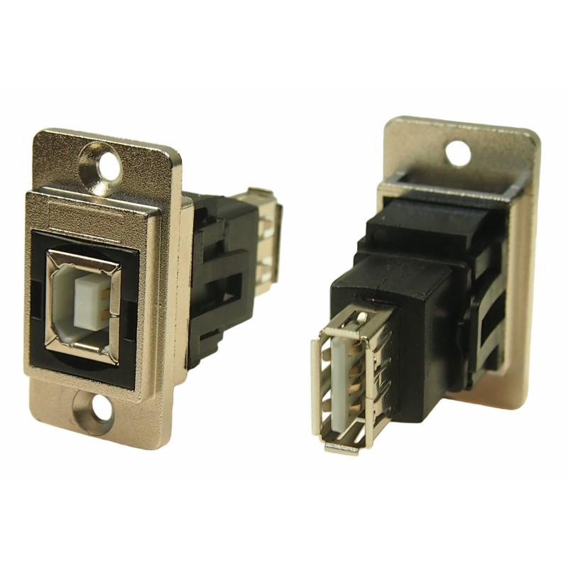 1 pcs - RS PRO Straight, Panel Mount, Socket to Socket Type B to A 2.0 USB Connector