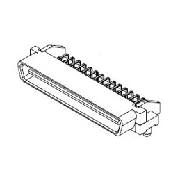 1 pcs - Molex, 71661 Male 100 Pin Right Angle Through Hole SCSI Connector 1.27mm Pitch, Solder
