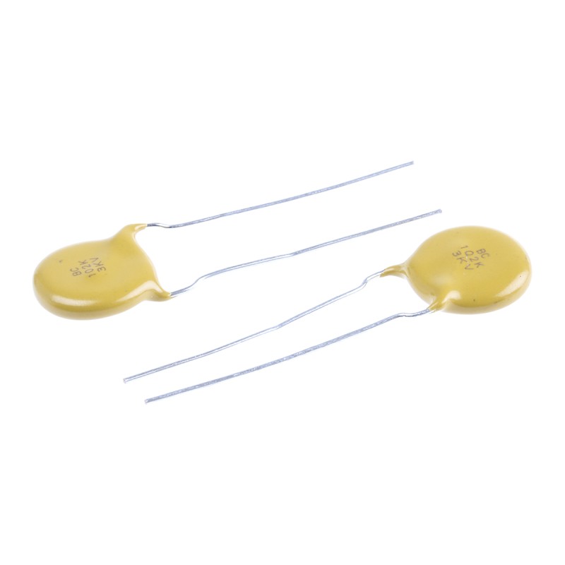10 pcs - Vishay Single Layer Ceramic Capacitor (SLCC) 1nF 3kV dc ±10% S3N Dielectric, F, Through Hole +125°C Max Op. Temp.