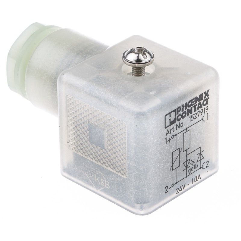 1 pcs - Phoenix Contact SACC 3P DIN 43650 A, Female Solenoid Valve Connector with Indicator Light, 24 V Voltage