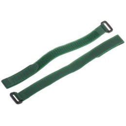 10 pcs - RS PRO Cable Tie, Hook and Loop, 300mm x 20 mm, Green Nylon, Pk-10