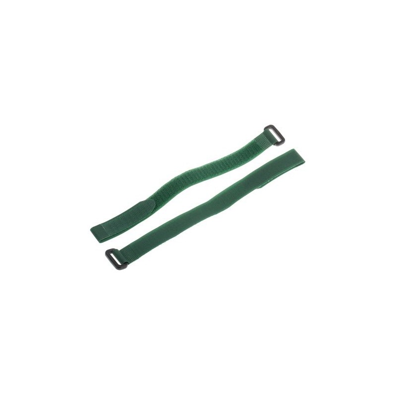 10 pcs - RS PRO Cable Tie, Hook and Loop, 300mm x 20 mm, Green Nylon, Pk-10