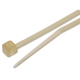 1 Bag of 100 - RS PRO Cable Tie, Heat Stabilised, 203mm x 2.5 mm, Natural Nylon, Pk-100