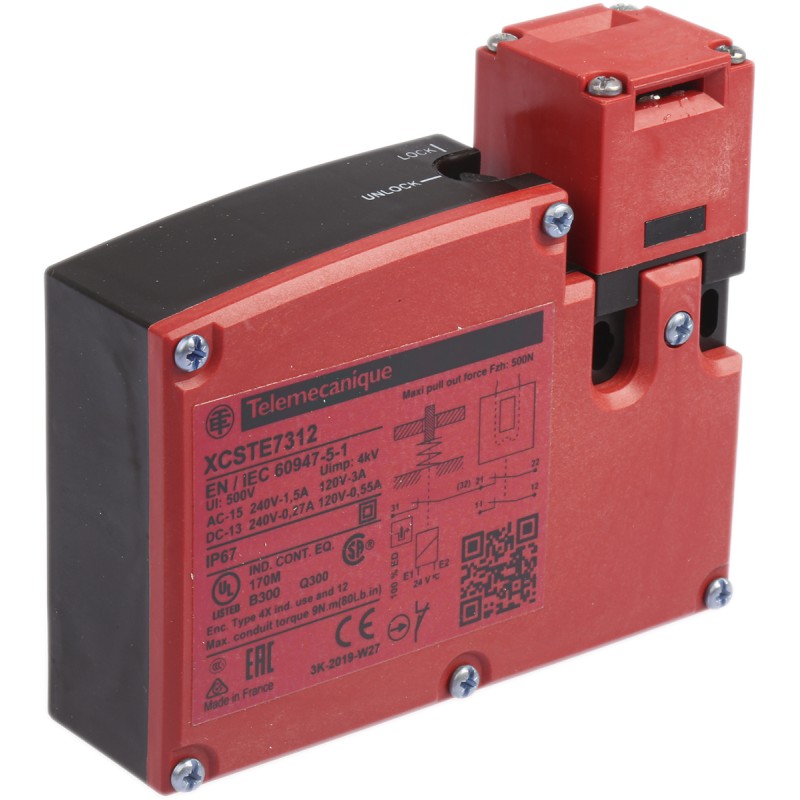 1 pcs - Telemecanique Sensors XCS-TE Series Solenoid Interlock Switch, Power to Unlock, 24V ac/dc