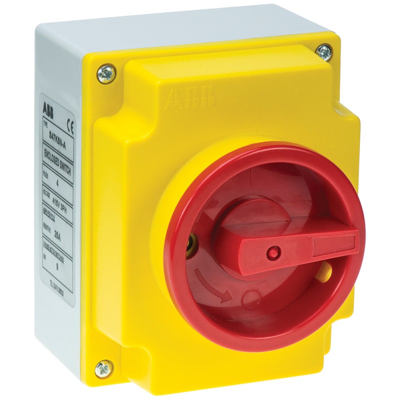1 pcs - ABB 4P Pole Isolator Switch - 63A Maximum Current, 26kW Power Rating, IP65