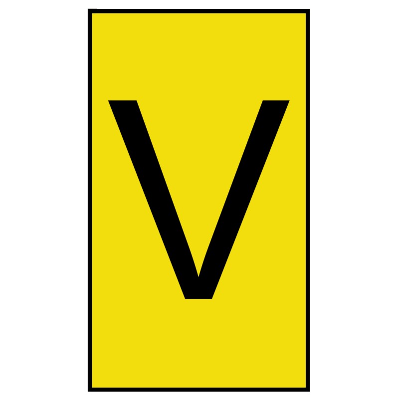 1 Bag of 500 - HellermannTyton Ovalgrip Slide On Cable Markers, Black on Yellow, Pre-printed 'V', 1.7 - 3.6mm Cable