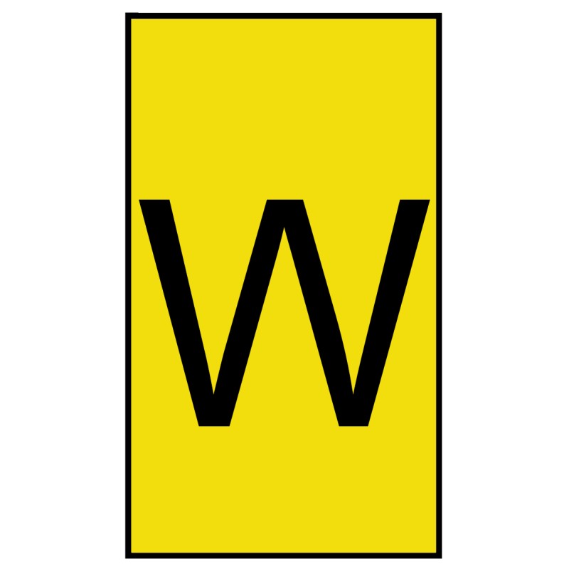 1 Bag of 500 - HellermannTyton Ovalgrip Slide On Cable Markers, Black on Yellow, Pre-printed 'W', 1.7 - 3.6mm Cable