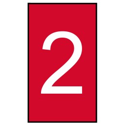 1 Bag of 500 - HellermannTyton HO50 Slide On Cable Markers, White on Red, Pre-printed '2', 1.7 - 3.6mm Cable