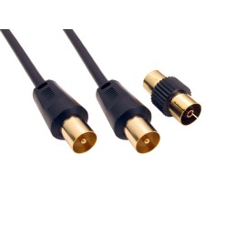 1 Box of 10 - RS PRO Male TV Aerial Connector to Male TV Aerial Connector Coaxial Cable, 1m, RF Coaxial, Terminated
