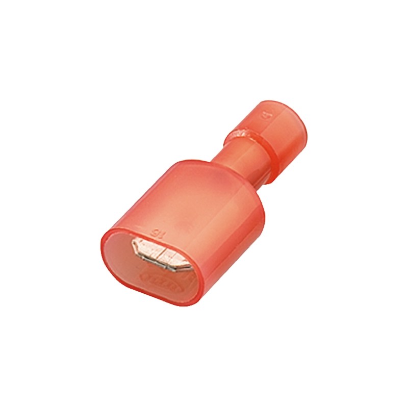 1 Pack of 5 - Nichifu TMEDN Red Insulated Male Spade Connector, Tab, 0.25 x 0.032in Tab Size, 0.75mm² to 1.25mm²