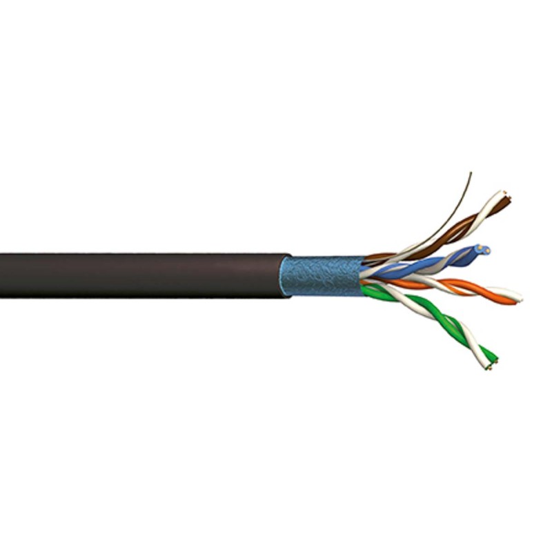 1 Reel of 100 M - S2Ceb-Groupe Cae Cat6 Ethernet Cable, F/UTP, Black PVC Sheath, 100m, IEC 61156-6