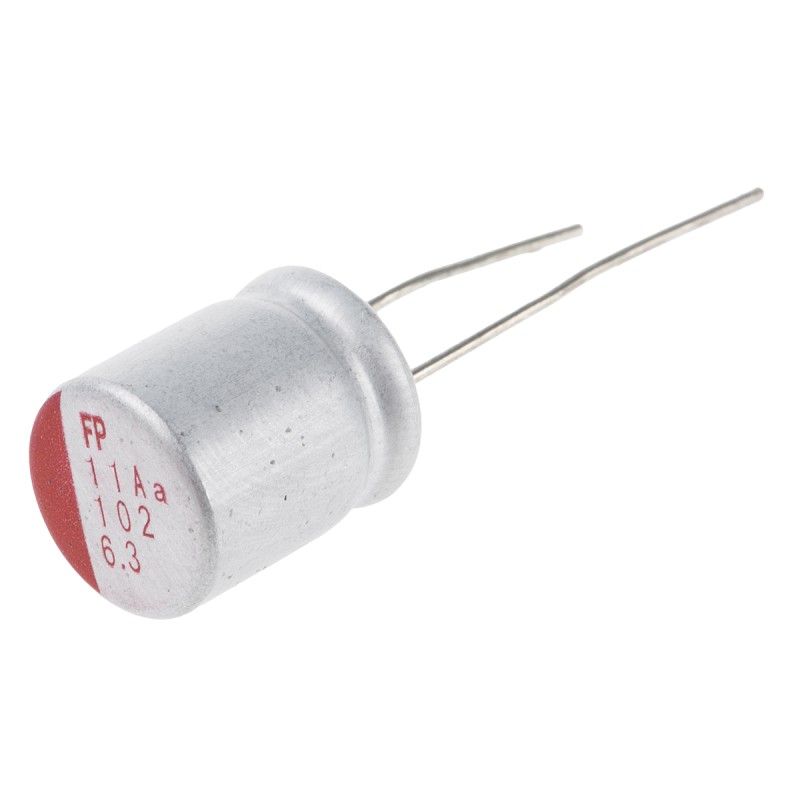 10 pcs - Nichicon 1000μF Polymer Aluminium Solid Electrolytic Capacitor 6.3V dc, Radial, Through Hole - RNS0J102MDN1PH