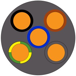 1 Reel of 100 M - RS PRO 5 Core Power Cable, 6 mm², 100m, Grey PVC Sheath, NYM-J, 300 V, 500 V