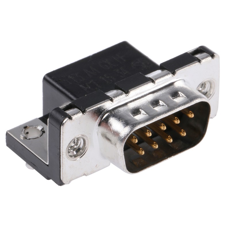 1 pcs - Amphenol ICC Delta D 9 Way Right Angle Through Hole D-sub Connector Plug, 2.74mm Pitch, with 4-40 UNC Inserts