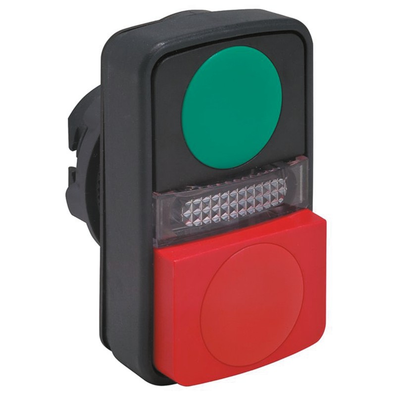 1 pcs - Schneider Electric Harmony XB5 Series Green, Red Momentary Push Button Head, 22mm Cutout, IP66, IP69K