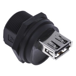 1 pcs - RS PRO Straight, Panel Mount, Socket Type A 2.0 IP67 USB Connector