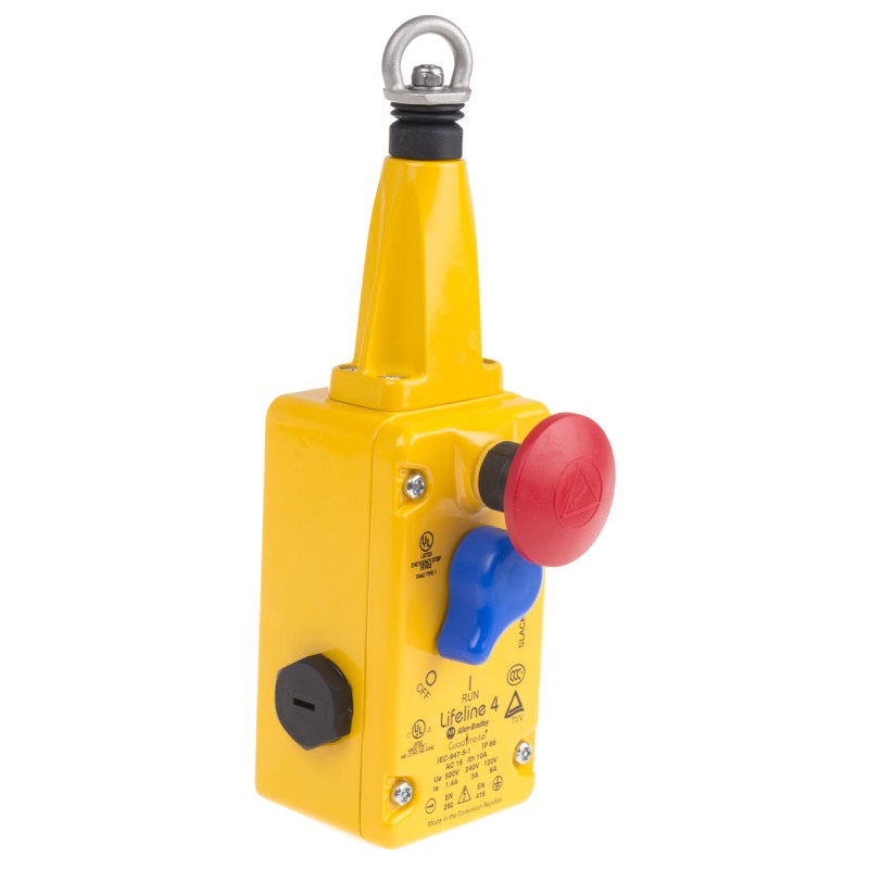 1 pcs - Allen Bradley Guardmaster 440E Rope Pull Switch, 125m, 4NC, Straight