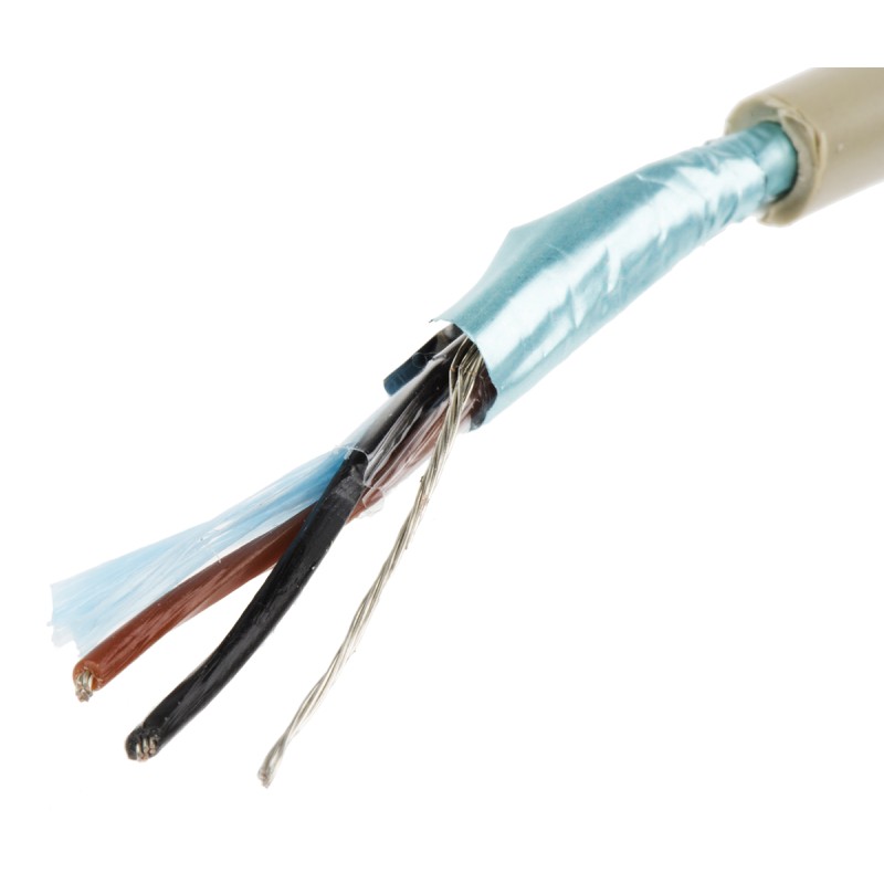 1 Reel of 100 M - Alpha Wire Multicore Data Cable, 0.23 mm², 2 Cores, 24 AWG, Screened, 100m, Grey Sheath