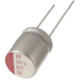 10 pcs - Nichicon 820μF Polymer Aluminium Solid Electrolytic Capacitor 4V dc, Radial, Through Hole - RNS0G821MDN1PH