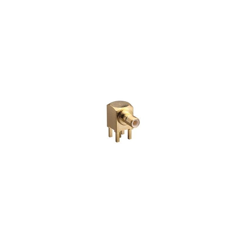 10 pcs : CONSMB002-G - RF Connectors / Coaxial Connectors SMB Connector Jack, Male Pin 50Ohm Through Hole, Right Angle Solder