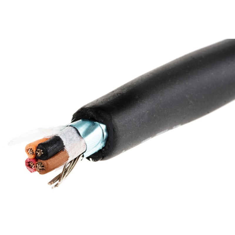 1 Reel of 30 M - Alpha Wire Xtra-Guard 4 Control Cable, 4 Cores, 0.35 mm², Screened, 30m, Black TPE Sheath, 22 AWG