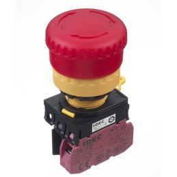 1 pcs - Idec YW Series Twist Release Illuminated Emergency Stop Push Button, Panel Mount, 22mm Cutout, 1NC, IP65