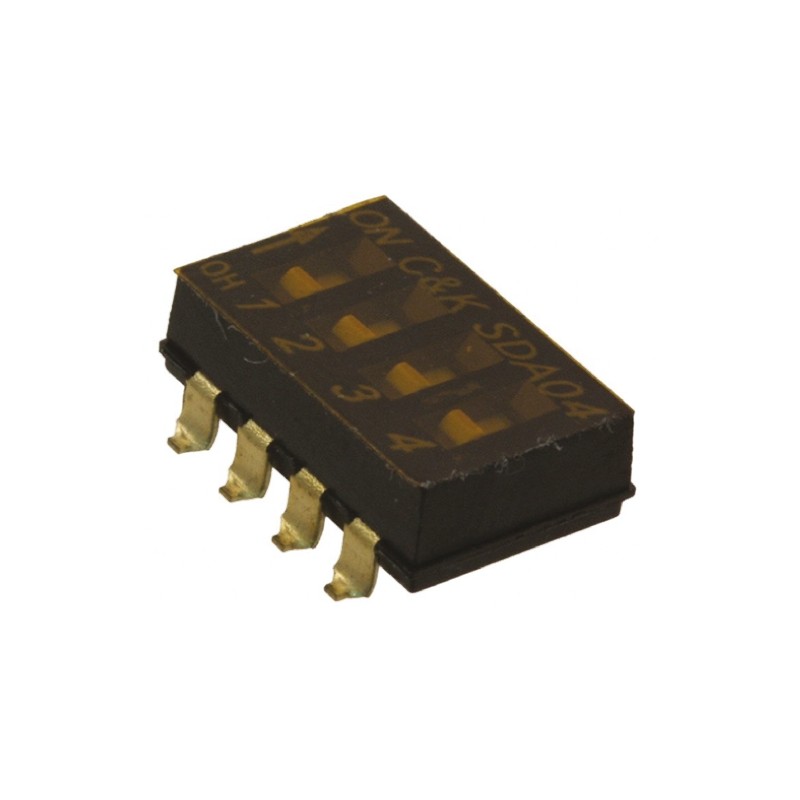 1 pcs - C & K 4 Way Surface Mount DIP Switch SPST, Flush Actuator