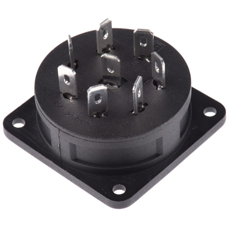 1 pcs - Bulgin Power Connector Panel Mount Socket, 8, Solder Termination, 6A, 250 V ac