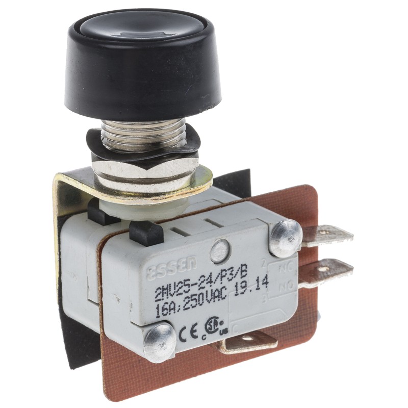 1 pcs - RS PRO Button Micro Switch, Quick Connect Terminal, 16 A @ 250 V ac, DPST