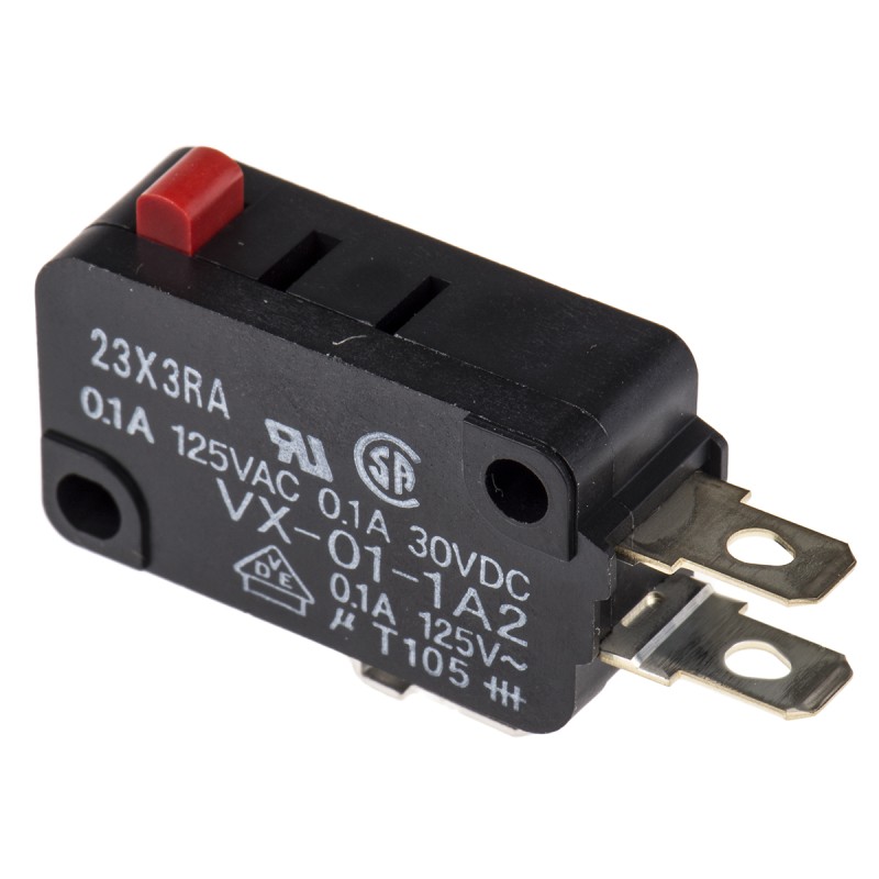 1 pcs - Omron Pin Plunger Micro Switch, Solder Terminal, 100 mA @ 30 V dc, SPDT, IP40