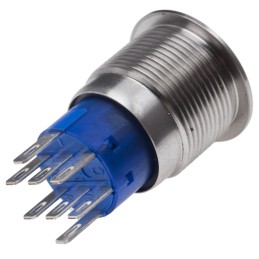 1 pcs - RS PRO Illuminated Push Button Switch, Momentary, Panel Mount, 19.2mm Cutout, DPDT, Green LED, 250V ac, IP67