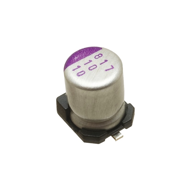 2 pcs - Panasonic 220μF Surface Mount Polymer Capacitor, 10V dc