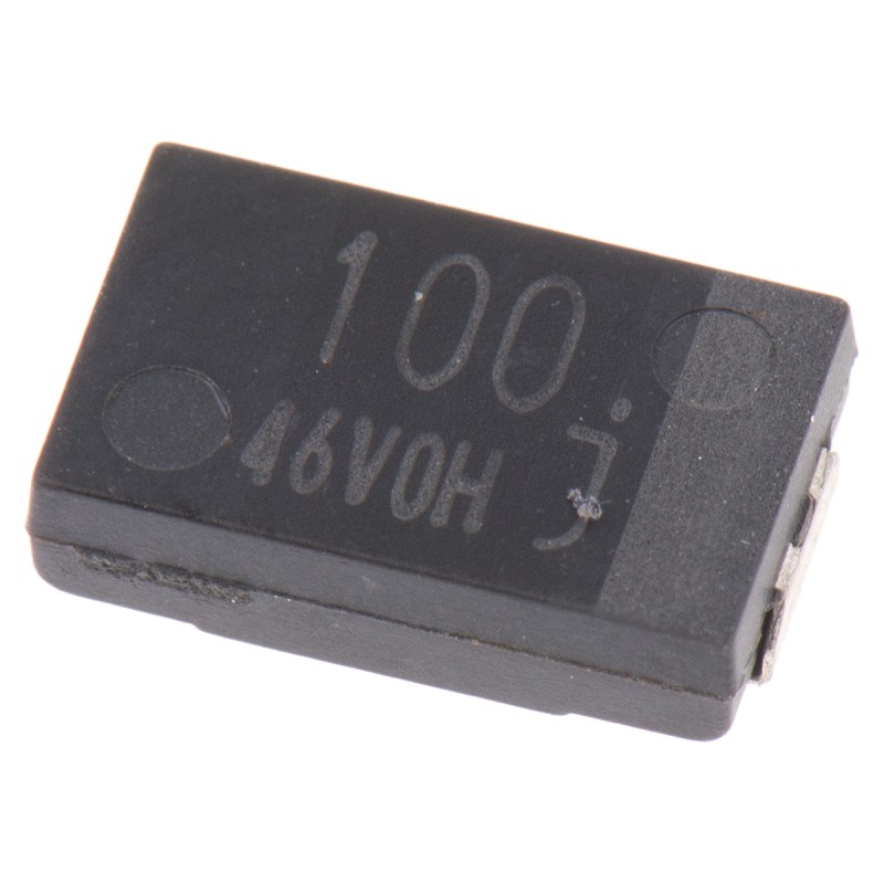 2 pcs - Panasonic 100μF Surface Mount Polymer Capacitor, 6.3V dc