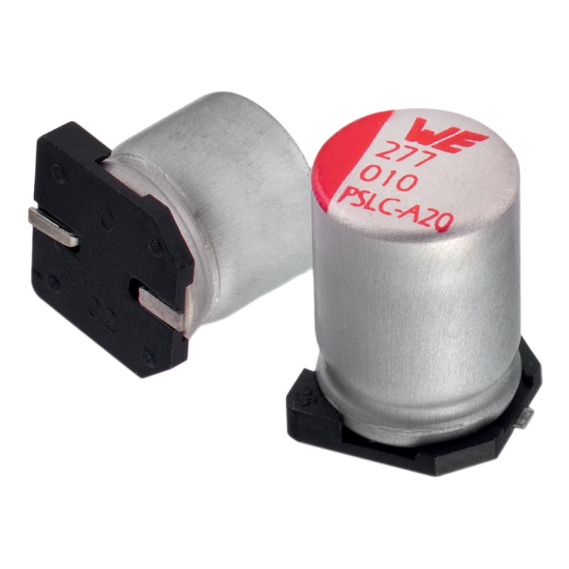 2 pcs - Wurth Elektronik 100μF Surface Mount Polymer Capacitor, 25V dc