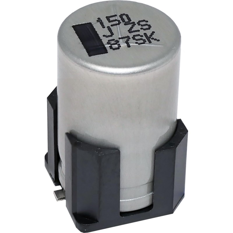 2 pcs - Panasonic 150μF Surface Mount Polymer Capacitor, 63V dc