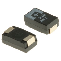 2 pcs - Panasonic 220μF Surface Mount Polymer Capacitor, 10V dc