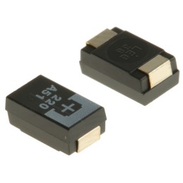 2 pcs - Panasonic 220μF Surface Mount Polymer Capacitor, 10V dc