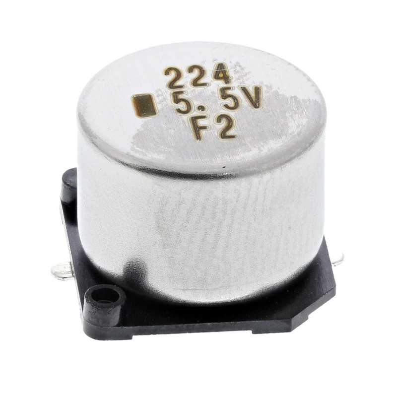 2 pcs - KEMET 0.22F Supercapacitor -20 - +80% Tolerance, Supercap FC 5.5V dc, Surface Mount